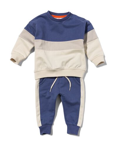 Baby-Set, Sweathose mit Sweatshirt, Colorblocking blau - 1000029763 - HEMA