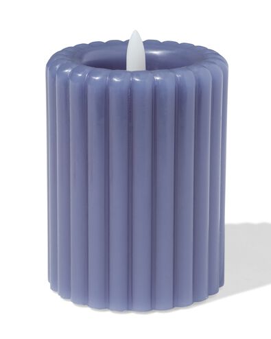 bougie led ⌀7,5x10cm bleue nervur&eacute;e - 13550129 - HEMA