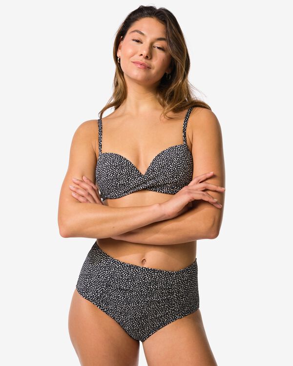 bas de bikini femme Meggy taille haute galbant structur&eacute; noir/blanc noir/blanc - 22360530BLACKWHITE - HEMA
