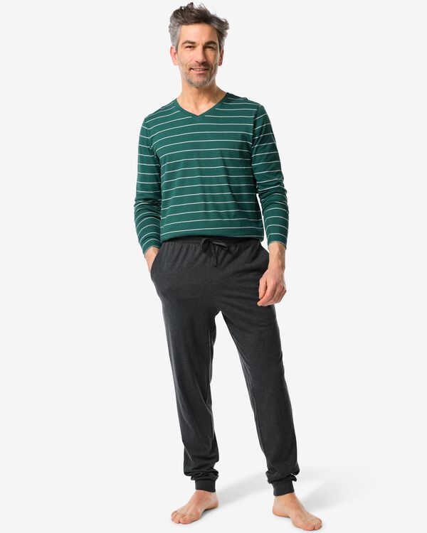 pyjama homme à rayures avec coton vert vert - 23690770GREEN - HEMA