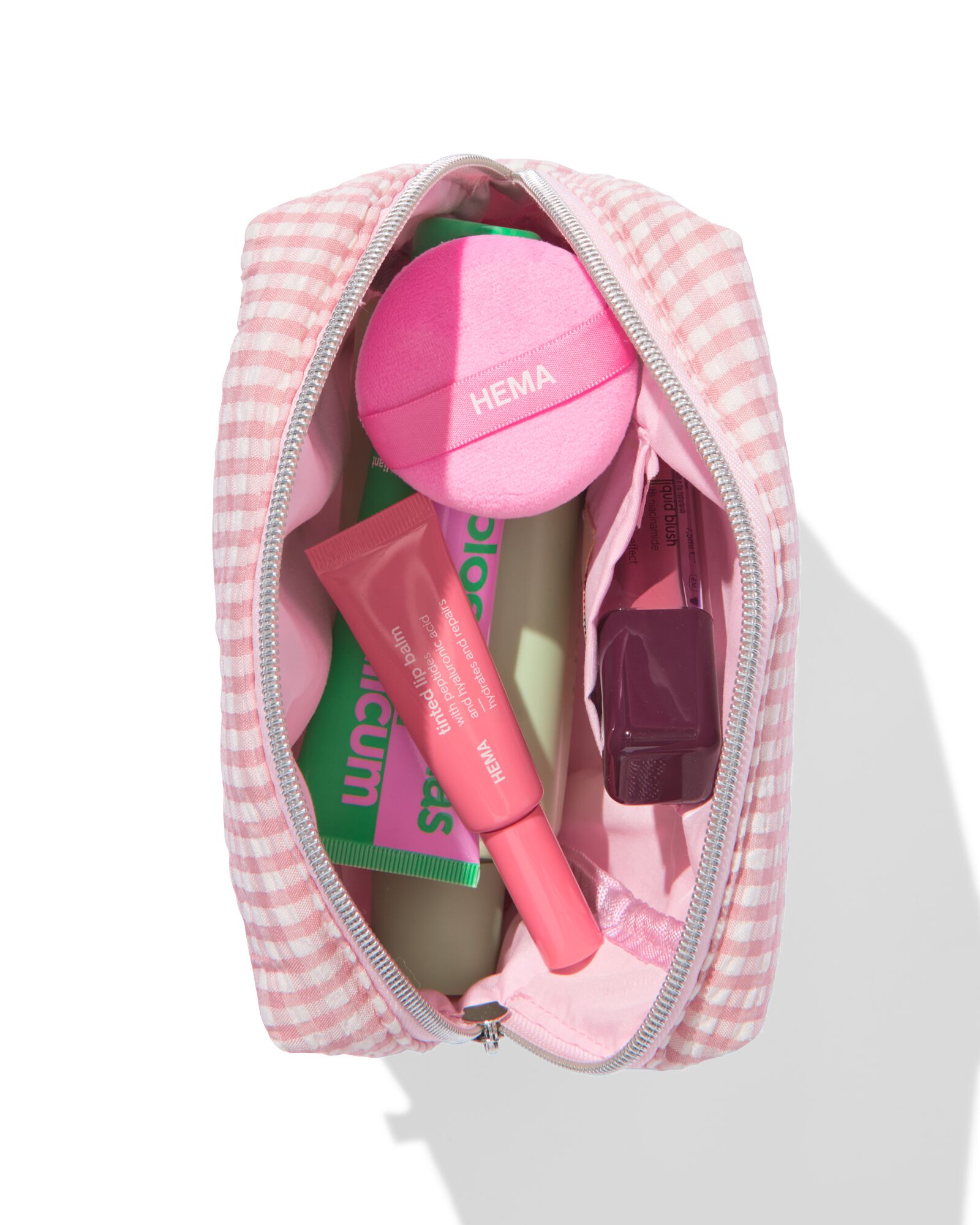 trousse 18,5x6,6x13cm seersucker carreaux cerises - 61104551 - HEMA