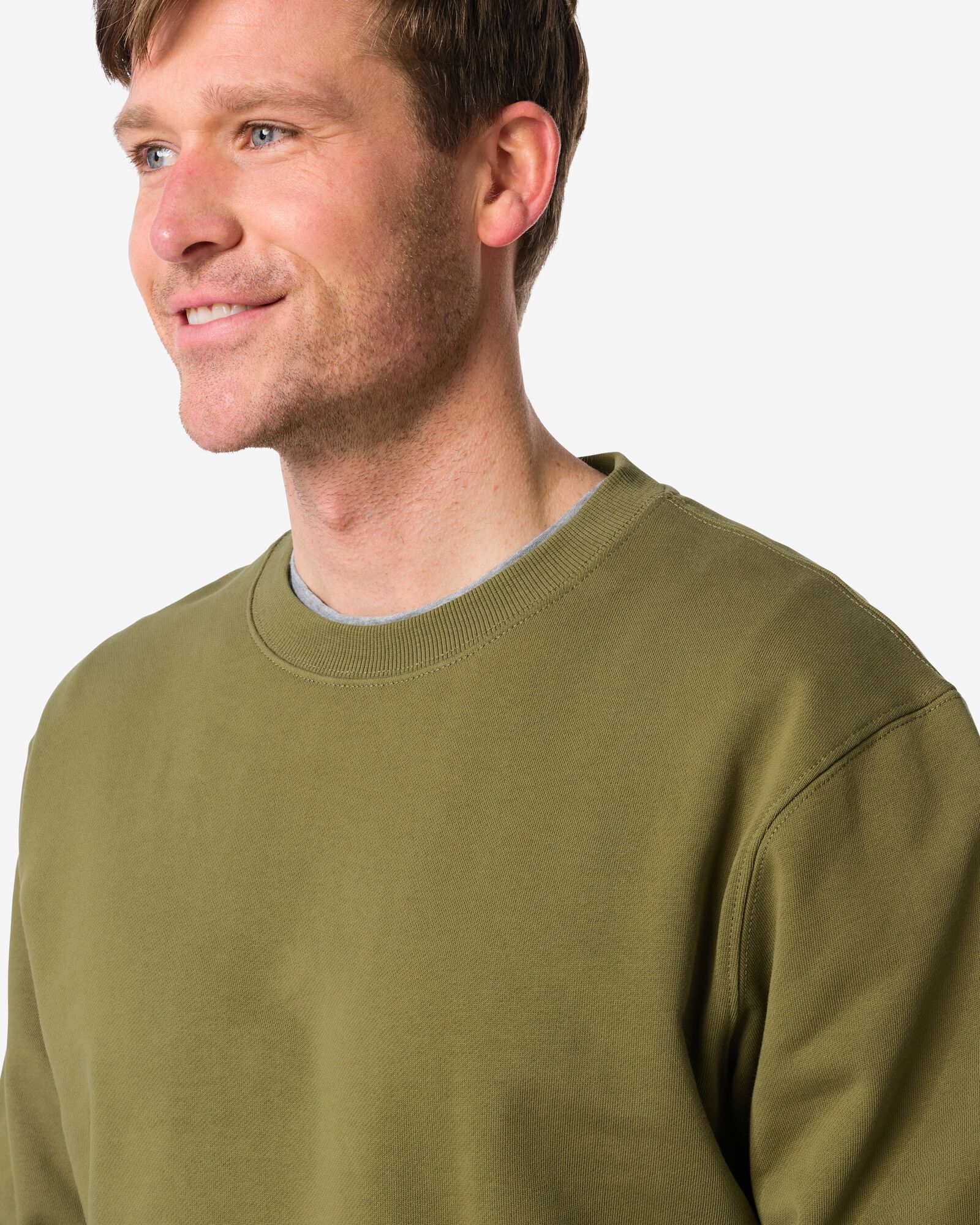 herentrui Daryl regular fit sweatstof middengroen middengroen - 2148100MIDGREEN - HEMA
