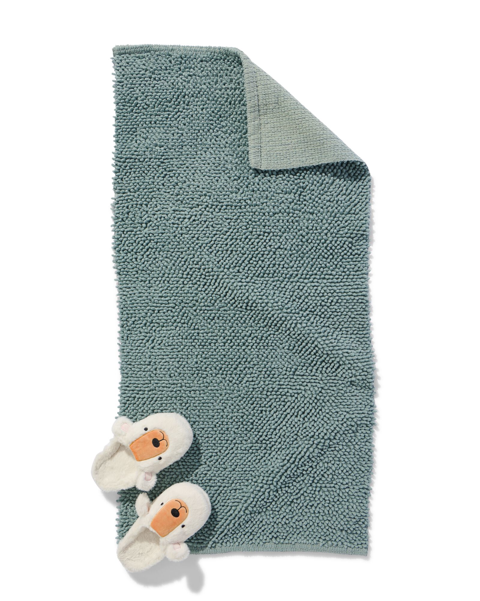 tapis de bain 60x120 cm chenille bleu vert - 5210201 - HEMA