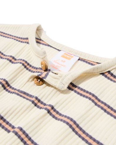 newborn shirt rib strepen  ecru ecru - 33426420ECRU - HEMA