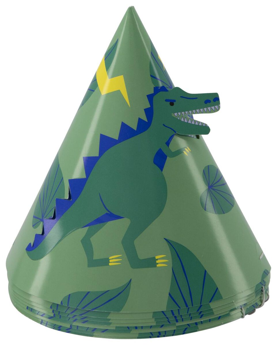 8 chapeaux de fête en papier Ø12cm dinosaure - 14200420 - HEMA