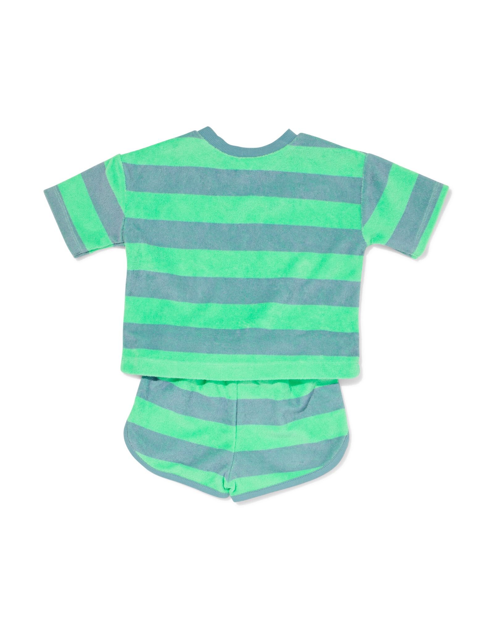 babykledingset badstof strepen felgroen felgroen - 33140080BRIGHTGREEN - HEMA