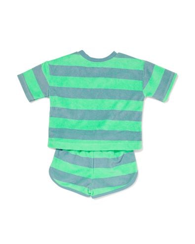 babykledingset badstof strepen felgroen felgroen - 33140080BRIGHTGREEN - HEMA