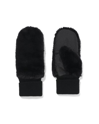 moufles femme fausse fourrure noir noir S/M - 16451056 - HEMA