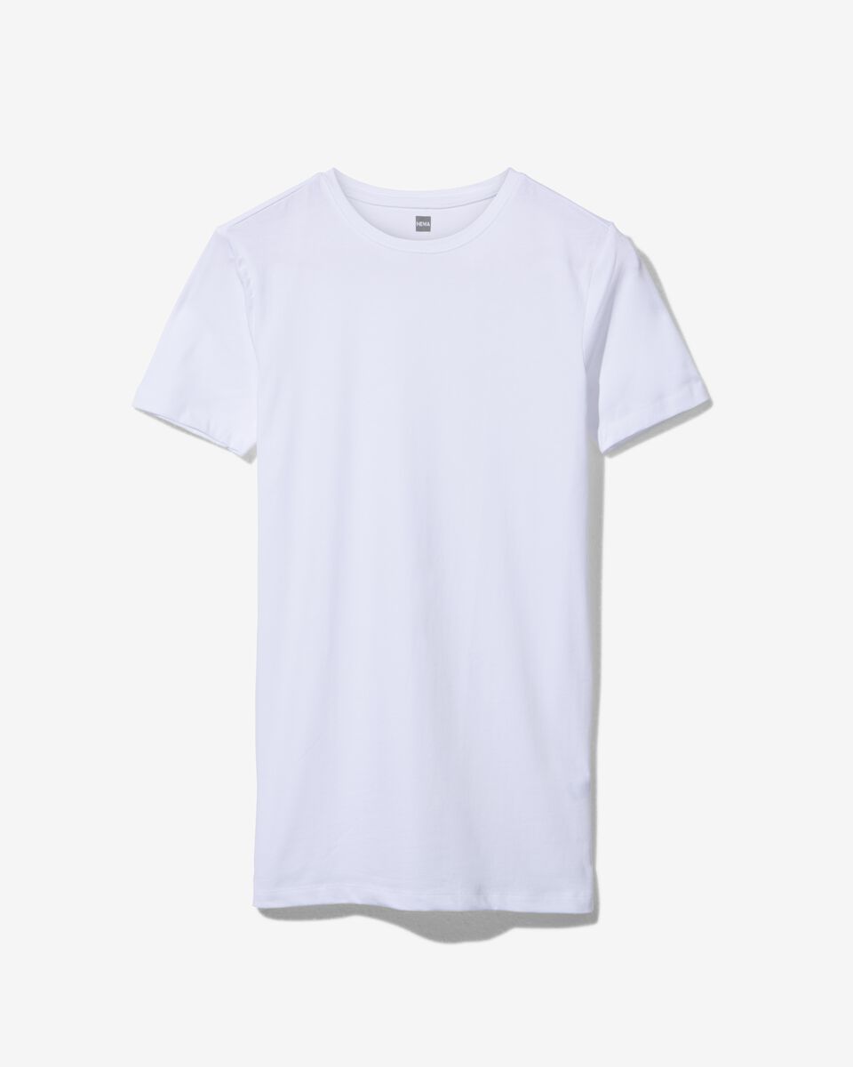 t-shirt homme slim fit col rond - extra long blanc blanc - 1000009961 - HEMA