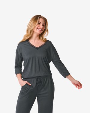 Damen-Nachthemd mit Viskose schwarz schwarz - 1000030236 - HEMA