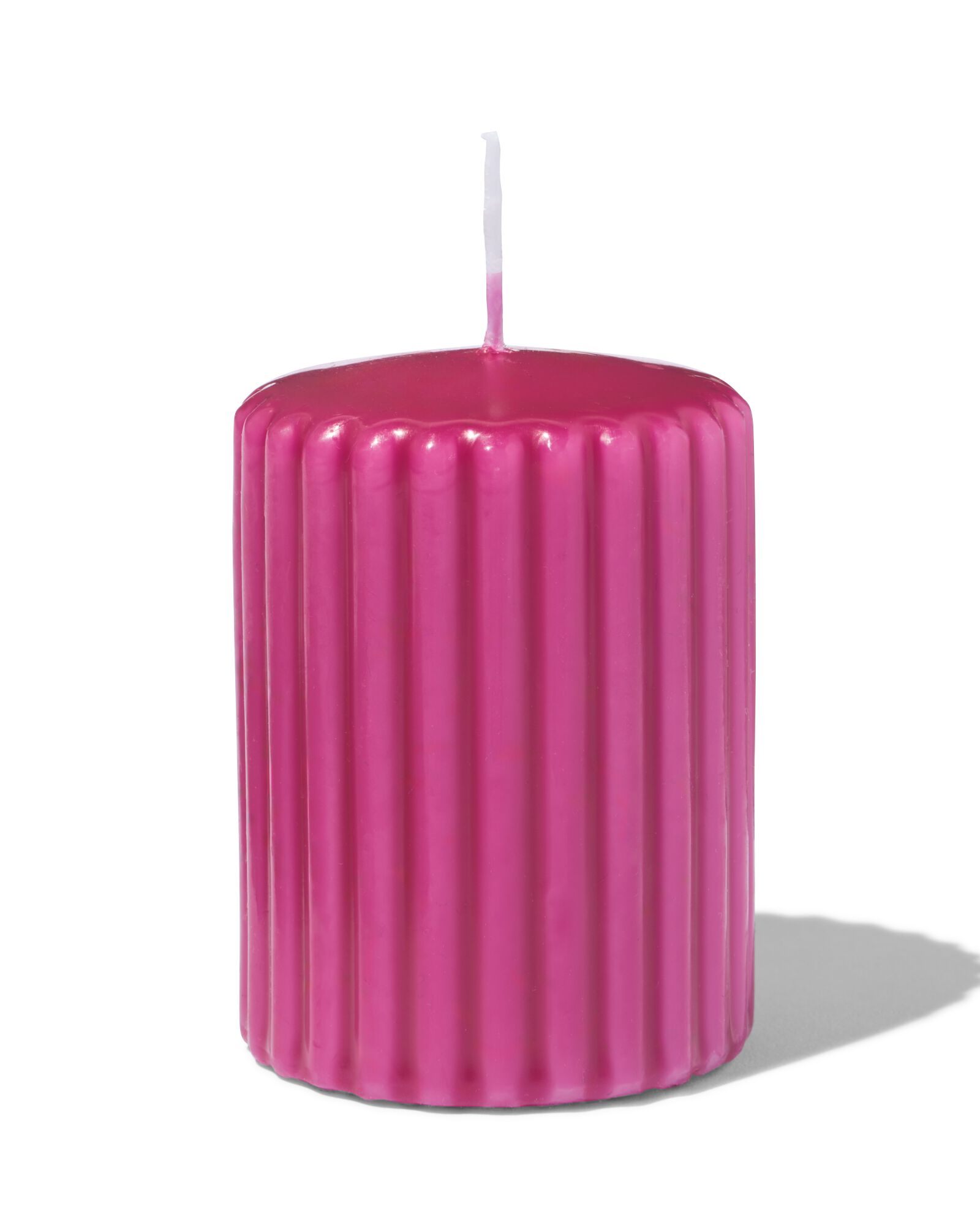 bougie 6 x 8 cm nervur&eacute;e rose fluo - 13503106 - HEMA