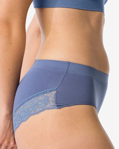 slip hipster femme sans coutures microfibre avec dentelle bleu L - 19611457 - HEMA