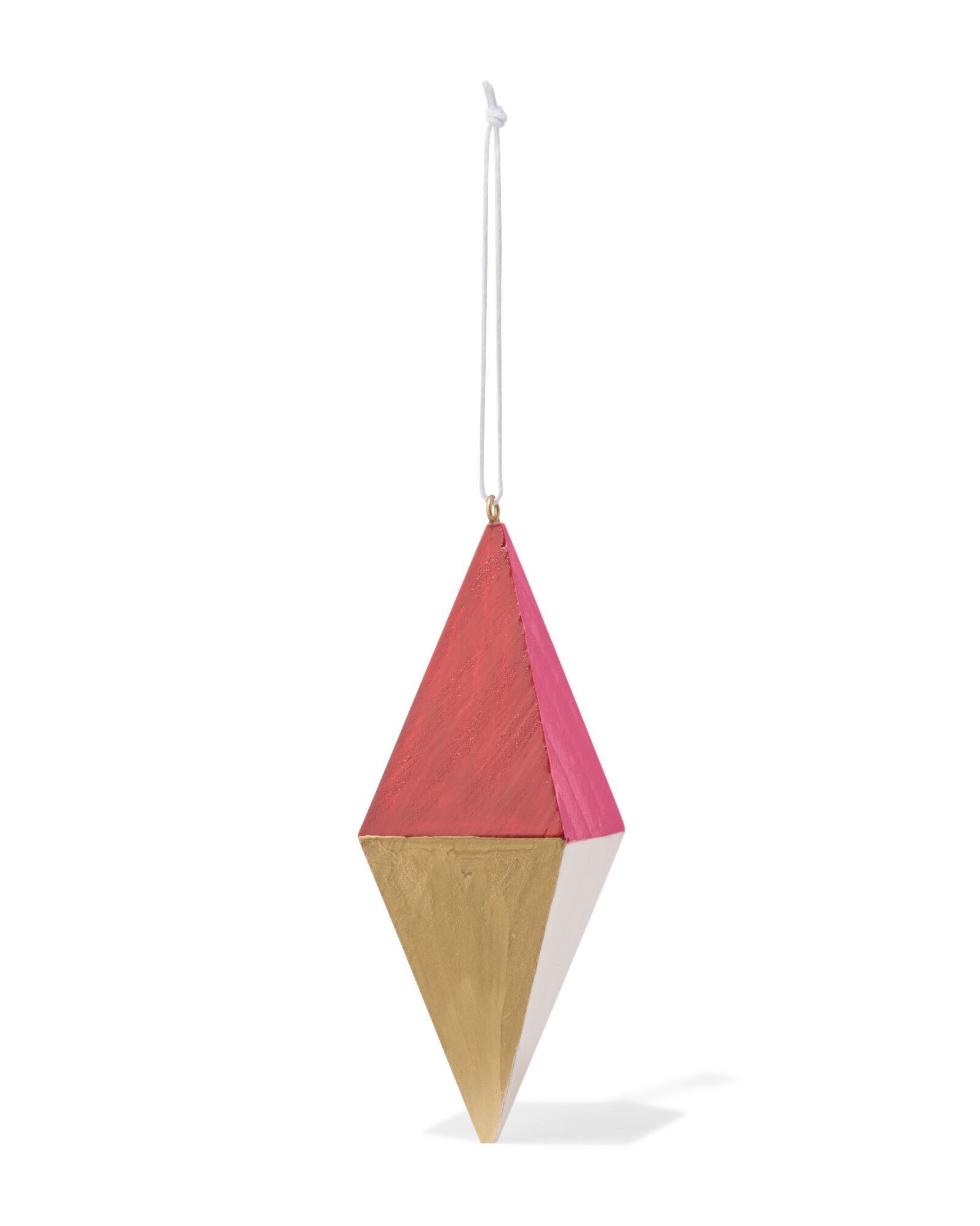 d&eacute;coration de No&euml;l &agrave; suspendre 12 cm bois diamant rose-dor&eacute;e - 25101442 - HEMA