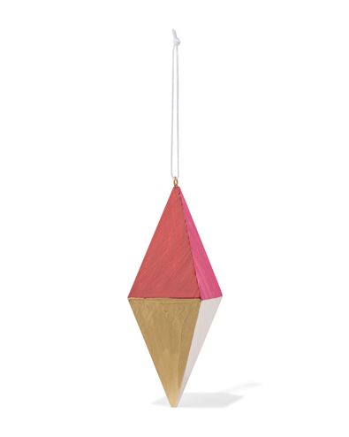 d&eacute;coration de No&euml;l &agrave; suspendre 12 cm bois diamant rose-dor&eacute;e - 25101442 - HEMA