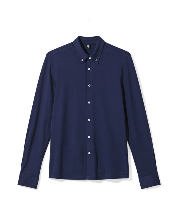 herenoverhemd Billy pique donkerblauw donkerblauw - 2101750DARKBLUE - HEMA