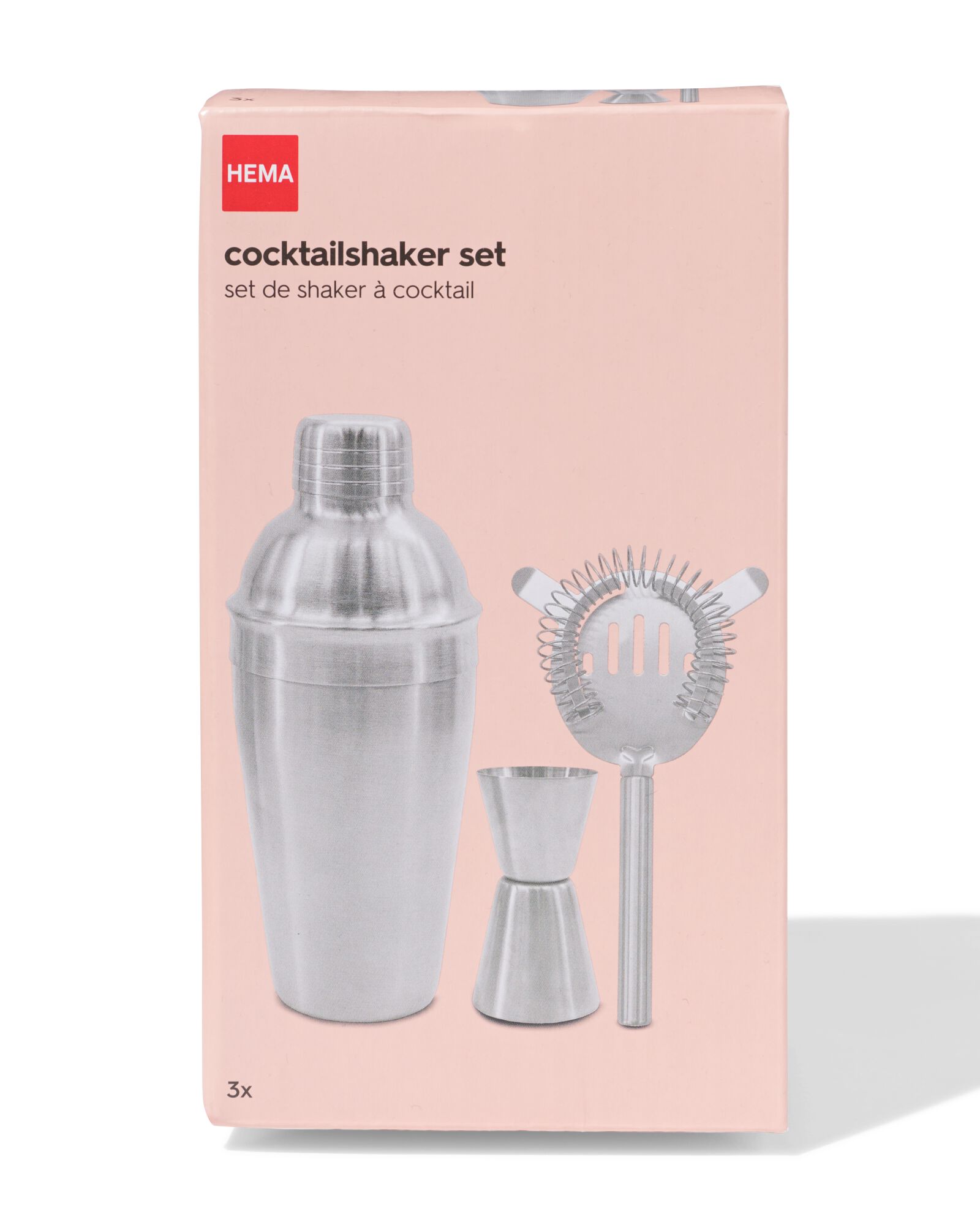 cocktailshaker set 500ml rvs - 41822200 - HEMA