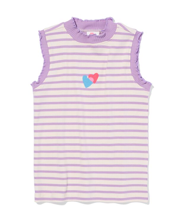 kindersinglet rib jersey hartjes lichtpaars lichtpaars - 30827206LIGHTPURPLE - HEMA