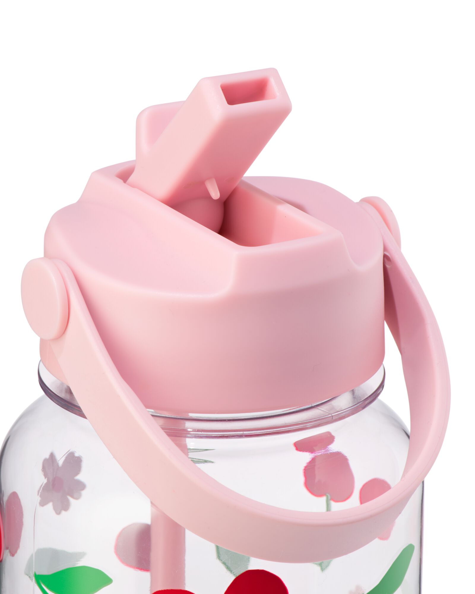 waterfles 1150ml met rietje kersen - 61104503 - HEMA