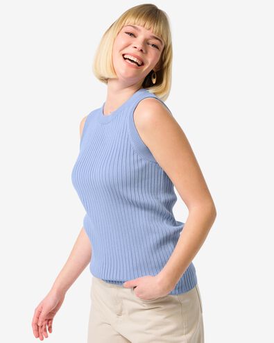 Damen-Tanktop Frida gerippt blau - 36350475BLUE - HEMA