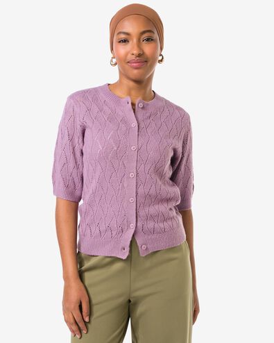 Damen-Strickjacke Golda, Ajour violett violett - 36205550PURPLE - HEMA