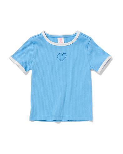 Kinder-T-Shirt, gerippt, Herzen hellblau hellblau - 30827338LIGHTBLUE - HEMA