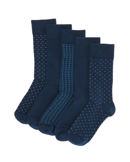 heren sokken met katoen - 5 paar donkerblauw donkerblauw - 4130725DARKBLUE - HEMA