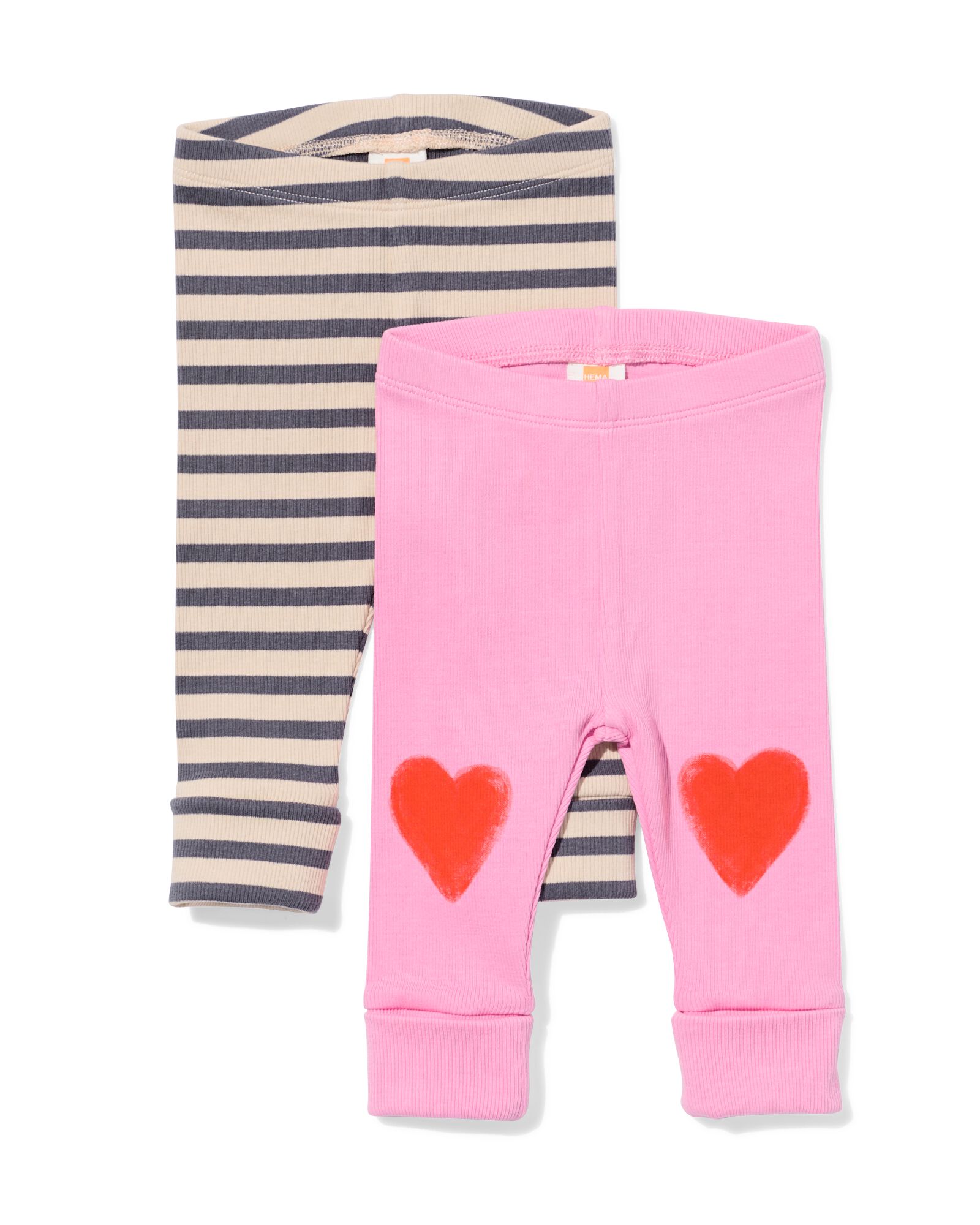 Mitwachsende Babyleggings gerippt mit Herzen rosa - 33041670PINK - HEMA