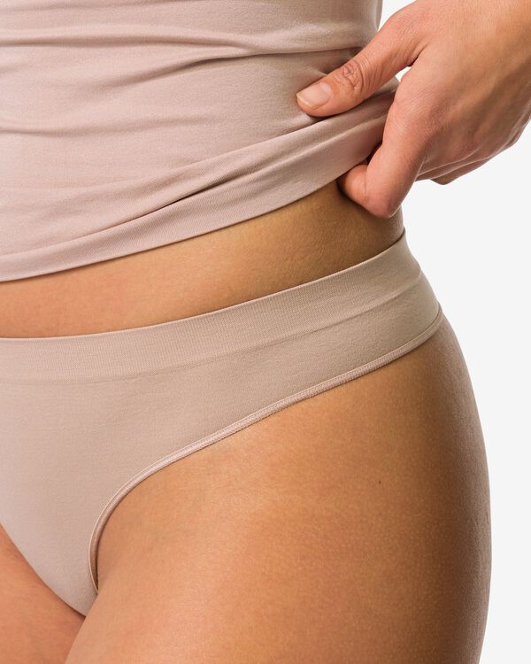damesstring naadloos micro beige beige - 19607620BEIGE - HEMA