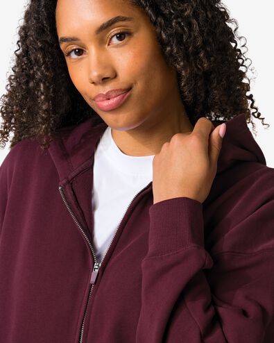 gilet tissu sweat femme bordeaux bordeaux - 36000422BURGUNDYRED - HEMA