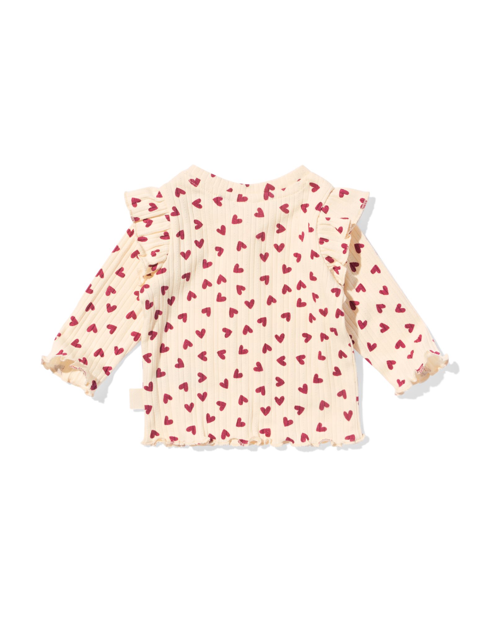 t-shirt nouveau-n&eacute; c&ocirc;tel&eacute; petits c&oelig;urs &eacute;cru &eacute;cru - 33446120ECRU - HEMA