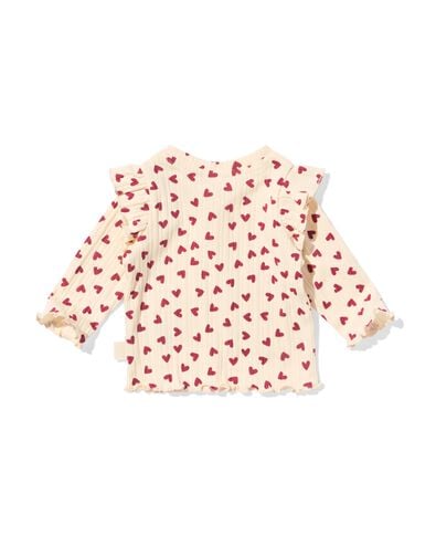 t-shirt nouveau-n&eacute; c&ocirc;tel&eacute; petits c&oelig;urs &eacute;cru &eacute;cru - 33446120ECRU - HEMA