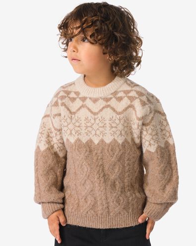 kindertrui Noorse print bruin bruin - 30706202BROWN - HEMA
