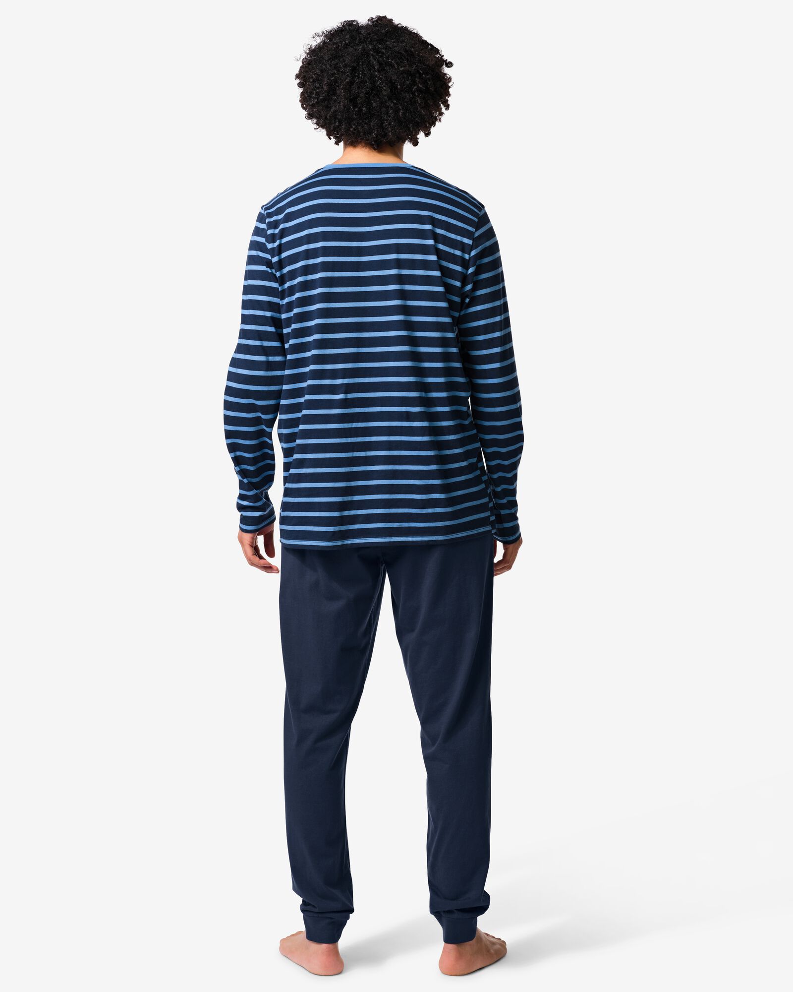 pyjama homme Jesse jersey ray&eacute; bleu fonc&eacute; bleu fonc&eacute; - 23686610DARKBLUE - HEMA