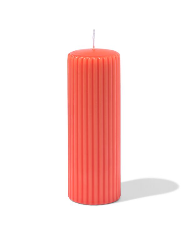 bougie pilier ⌀7x19cm nervur&eacute;e orange - 13509062 - HEMA