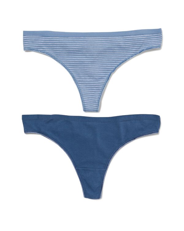 2er-Pack Damen-Strings, Baumwolle/Elasthan blau blau - 1000030301 - HEMA