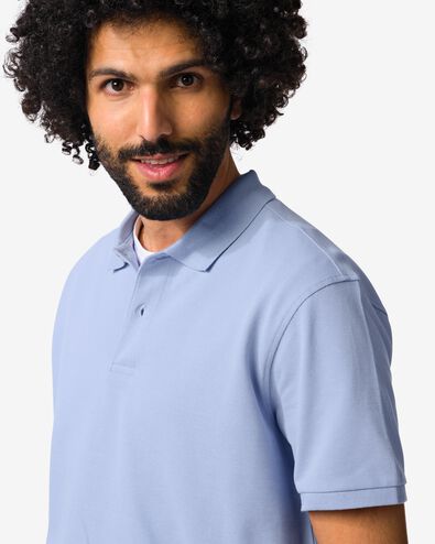 herenpolo Denton regular fit piqu&eacute; lichtblauw lichtblauw - 2140870LIGHTBLUE - HEMA