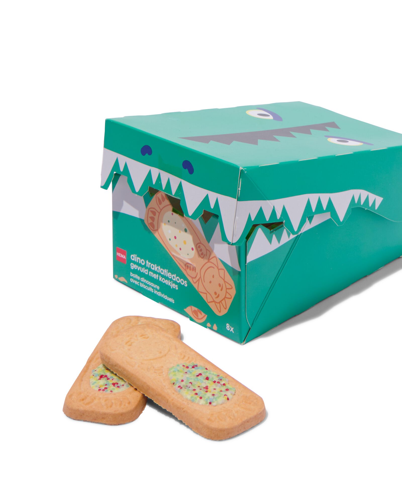 boîte à partager dinosaure remplie de 8 biscuits - 10200048 - HEMA
