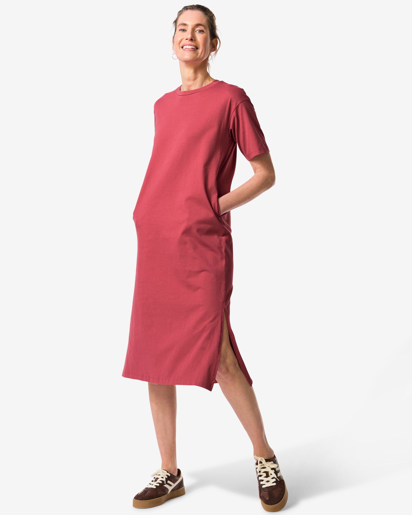 robe t-shirt femme Larissa coupe d&eacute;contract&eacute;e jersey rouge rouge - 36209470RED - HEMA
