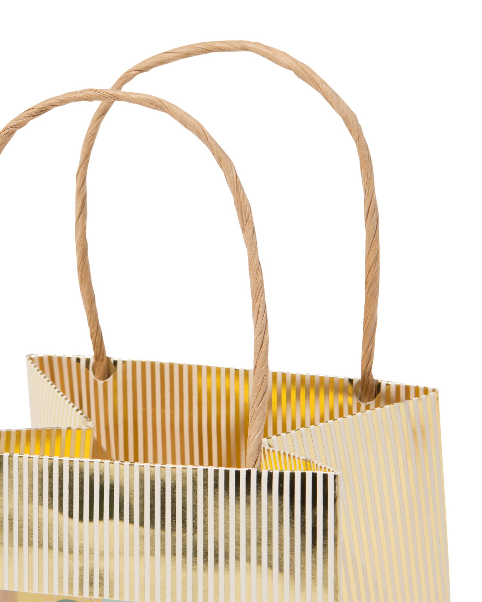cadeautasje met venster 10x11x11cm wit strepen goud - 61100429 - HEMA