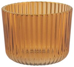 Teelichthalter, Glas mit Rillen, Ø 7 x 5,5 cm, braun - 13322057 - HEMA