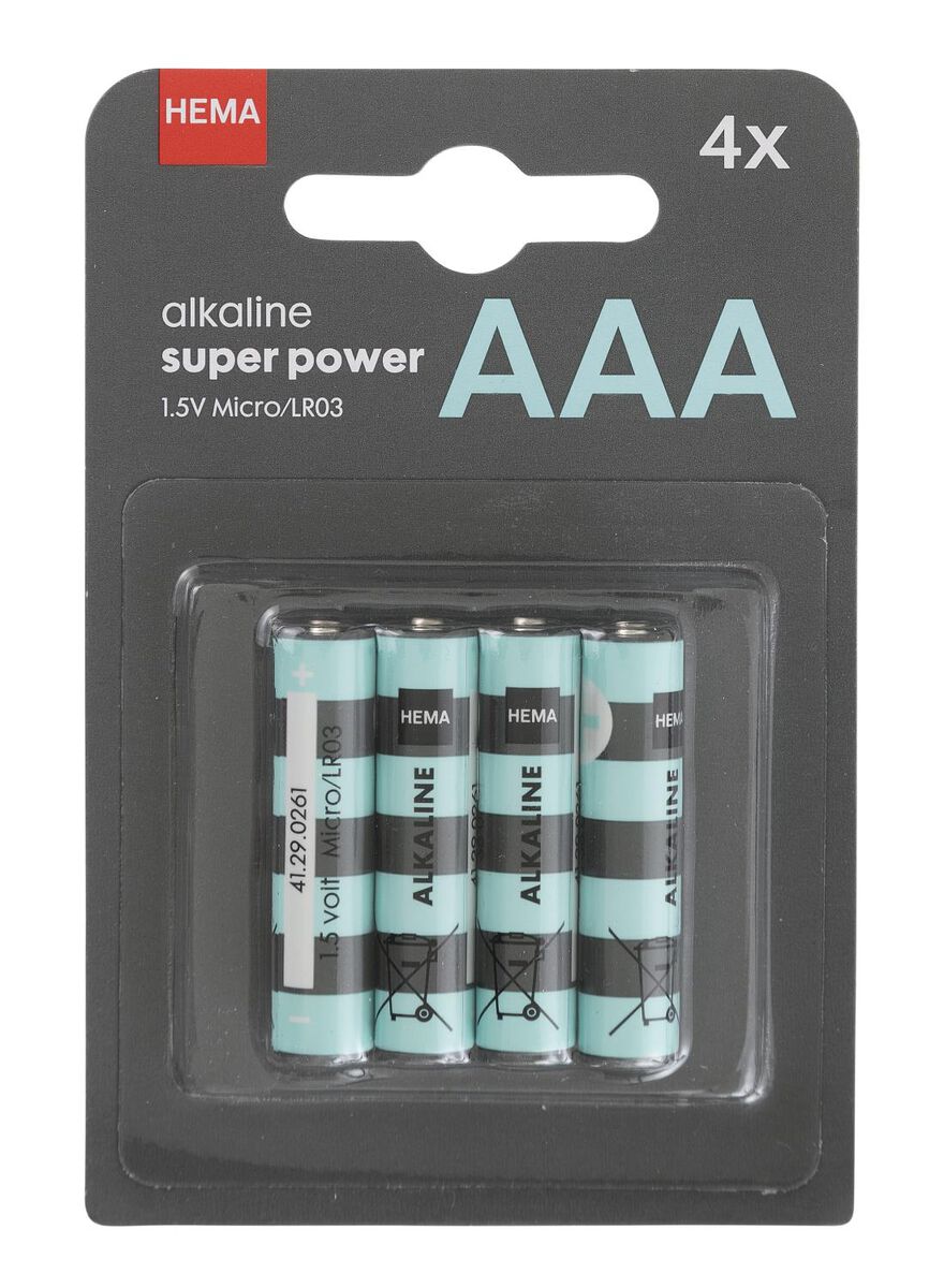 reptielen ondanks verlegen AAA alkaline super power batterijen - 4 stuks - HEMA
