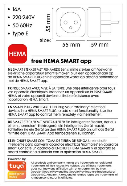 smart WIFI stekker type E - 20000037 - HEMA