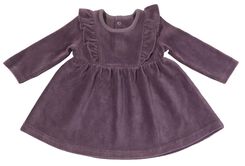 Baby-Kleid mit Rüschen, gerippt, Velours violett violett - 1000029127 - HEMA
