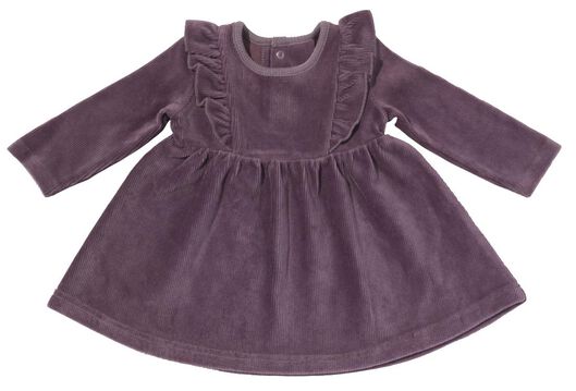 HEMA Baby Kleid Mit Rüschen, Gerippt, Velours Violett  - Onlineshop Hema