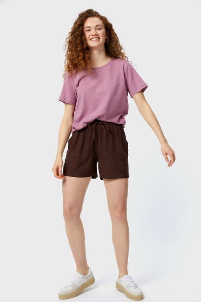 Damen-T-Shirt Annie, Leinen/Baumwolle lila - 1000027858 - HEMA