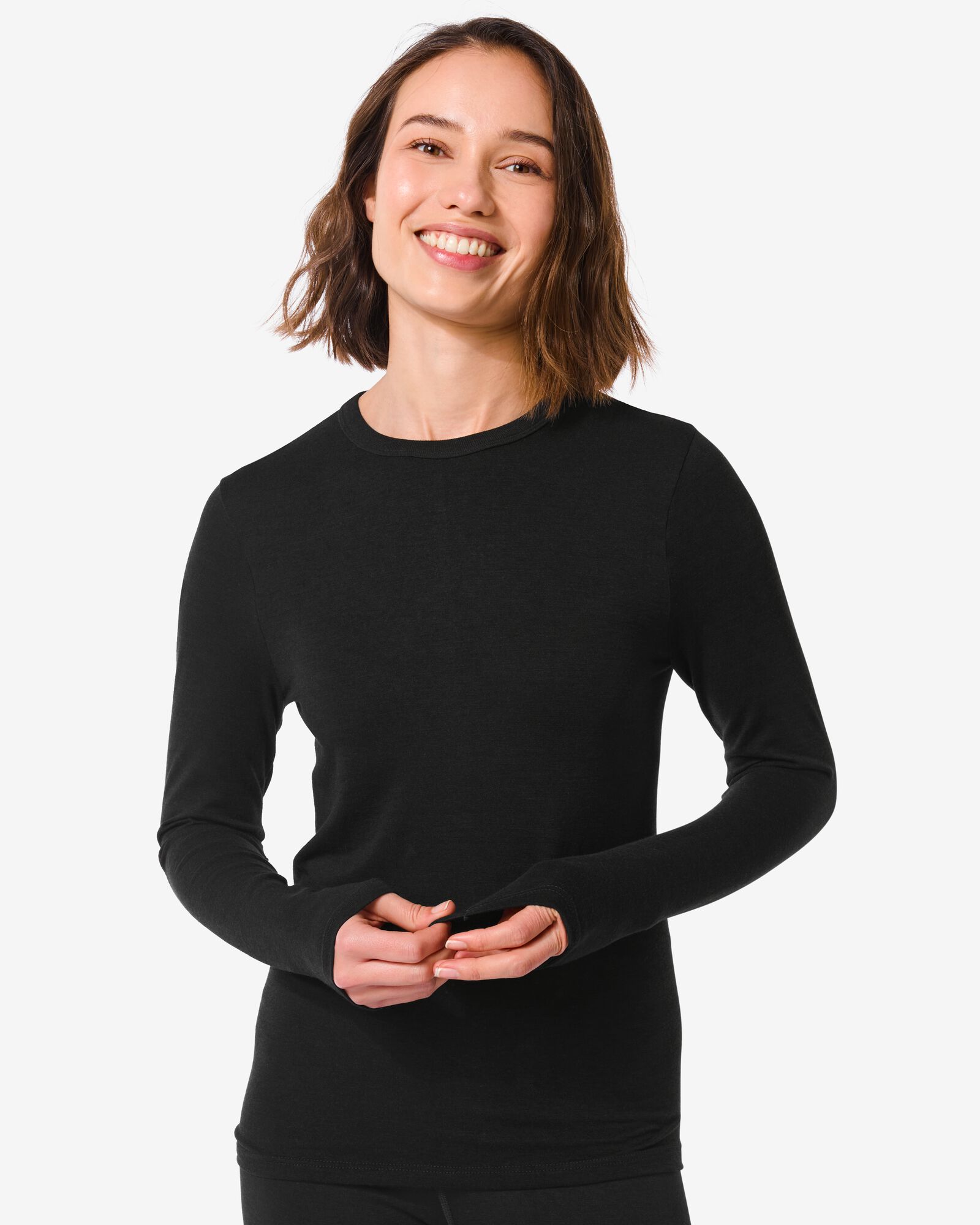 t-shirt thermique femme noir - HEMA