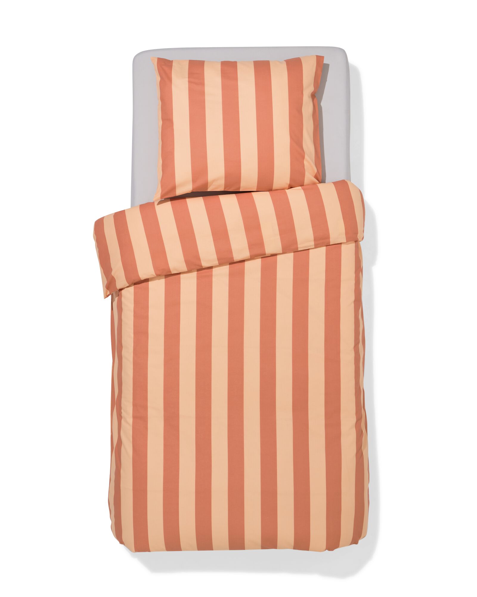 housse de couette 140x200/220 coton doux ray&eacute; p&ecirc;che  - 5750149 - HEMA