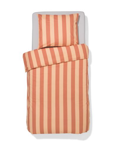 housse de couette 140x200/220 coton doux ray&eacute; p&ecirc;che  - 5750149 - HEMA