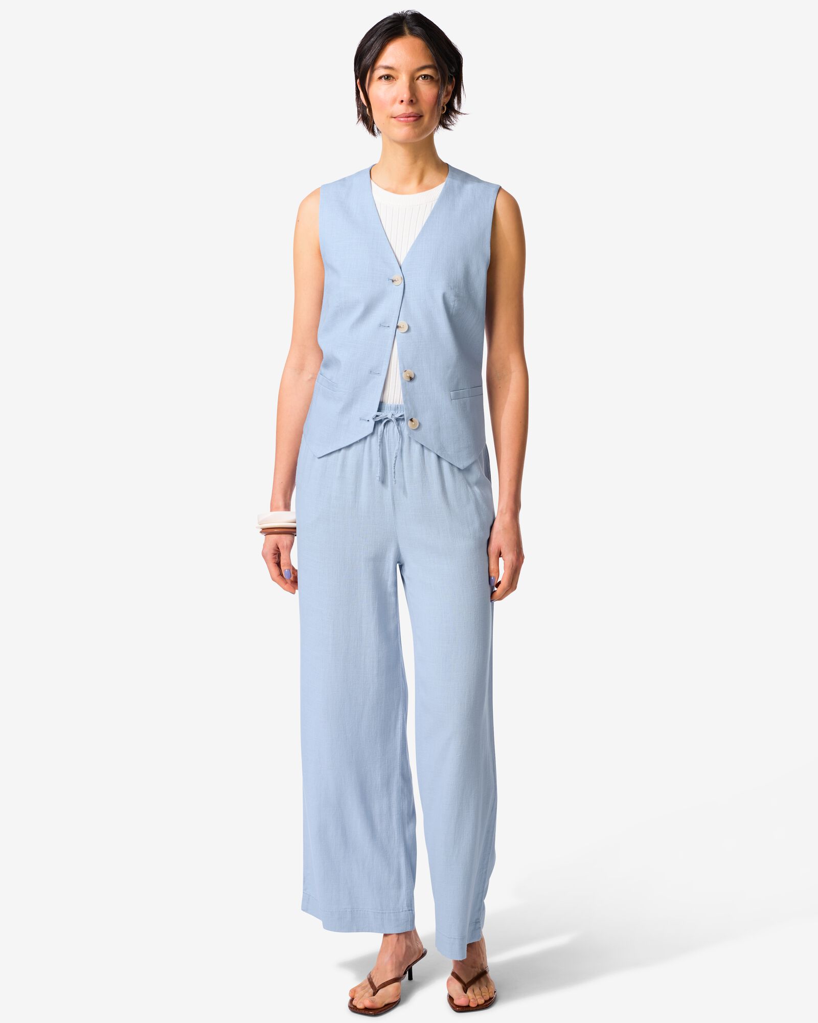 damesbroek Tatum regular fit lichtblauw lichtblauw - 36208690LIGHTBLUE - HEMA