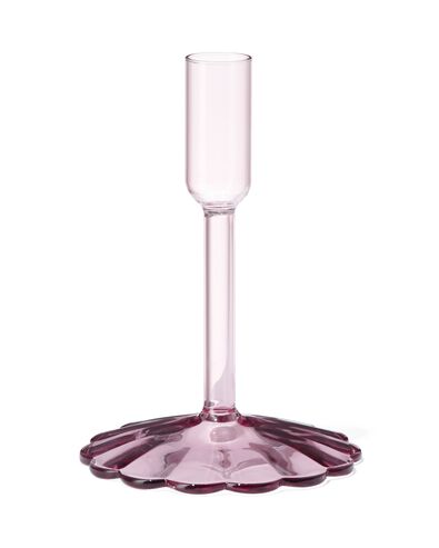 bougeoir Ø10.5x16 rose verre - 13323049 - HEMA